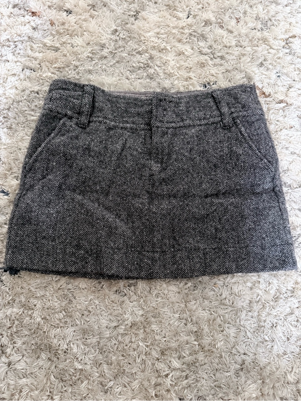 American Eagle Outfitters Gray Herringbone Mini Skirt